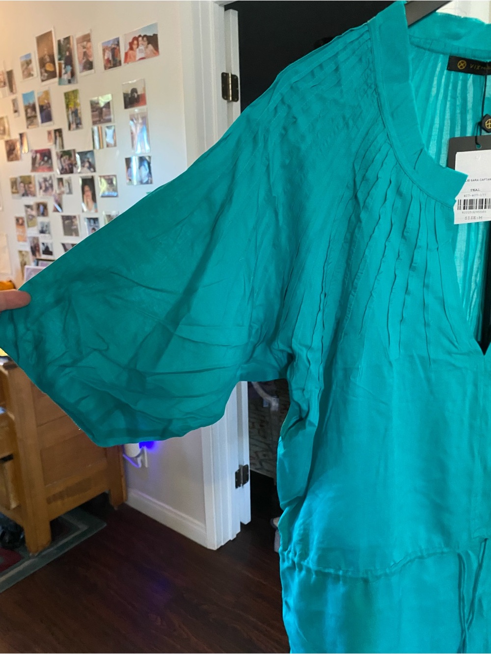 Relaxed Teal Swim Coverup with Drawstring Waist - Picture 6 of 12